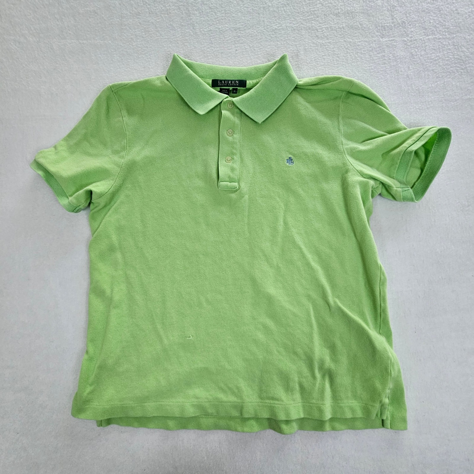 Lauren Ralph Lauren Womens Lime Green Cotton Pique Short Sleeve Polo Shirt M